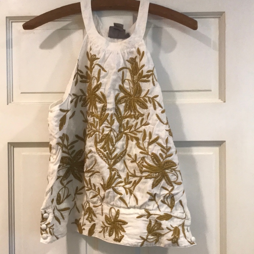 Linen Embroidered Top